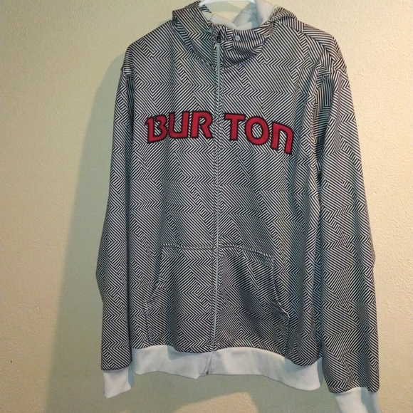 Burton Men's Full Zip Hoodie Abstract Stripes Gray Black L - Picture 1 of 8
